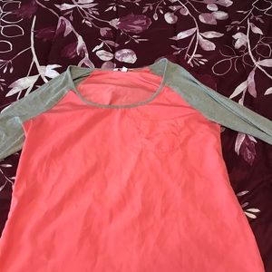 Coral/pink grey baseball tee
